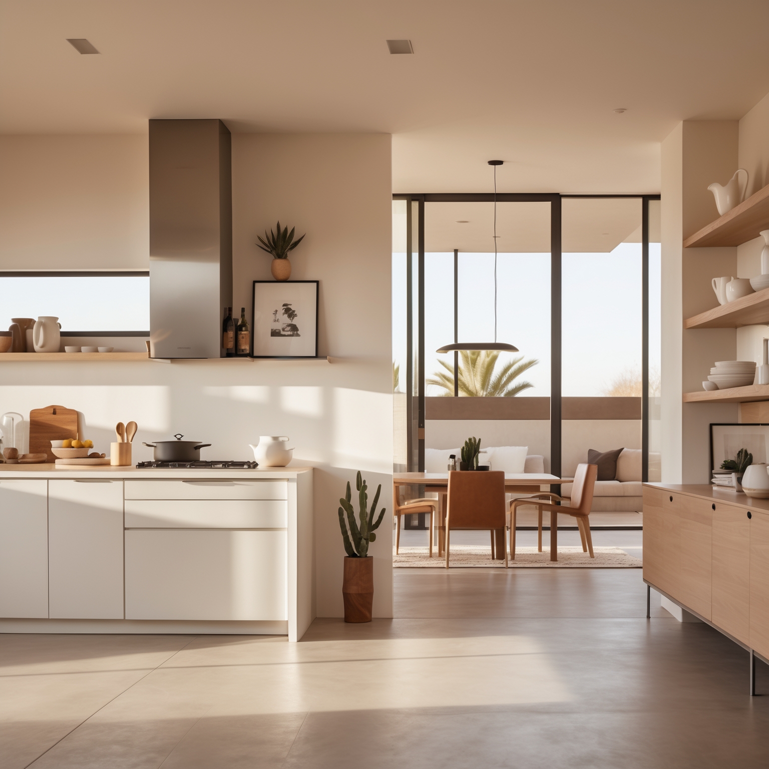 Bright modern home interior with sleek kitchen accessories and minimalist essentials in warm neutral tones, Phoenix Home & Garden, Phoenix, Arizona.